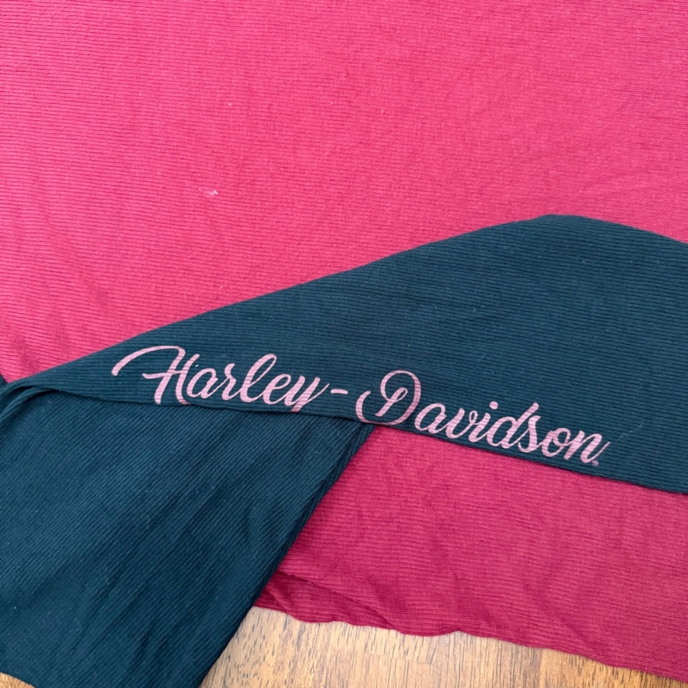 Harley Davidson Hoodie Womens 3W Red Black Raglan Long Sleeve Ribbed 96212-22VW - Picture 3 of 8
